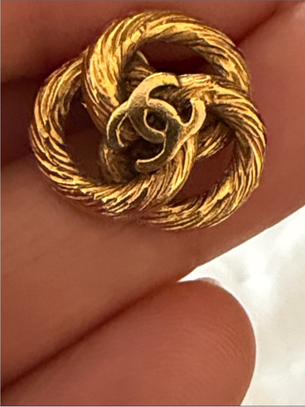 Chanel Gold-Tone Twisted Knot Pierced Earrings